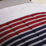 Traditional Red Blue Stripe 8-Piece Comforter Set, Classic Bedding Set