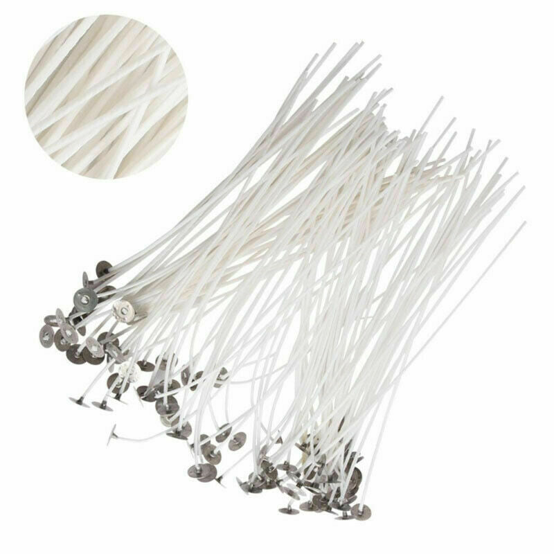 100 Piece 6 inch Candle Wicks for Making Pre Waxed DIY Cotton Wick with Tabs