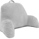 Deluxe Comfort Microsuede Bed Rest Reading and Bed Rest Lounger and Sitting Support Pillow Soft But Firmly Stuffed Fiberfill - Backrest Pillow With Arms, Grey