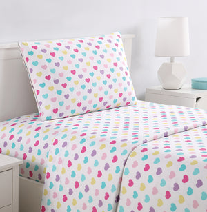 Kids Pink Rainbow Unicorn 7-Piece Bedding Set Girls Coordinated Comforter Sheets Set