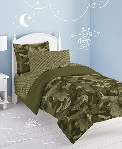 Dream Factory Geo Camo Army Boys Bed-in-a-Bag Comforter Set, Green Camouflage
