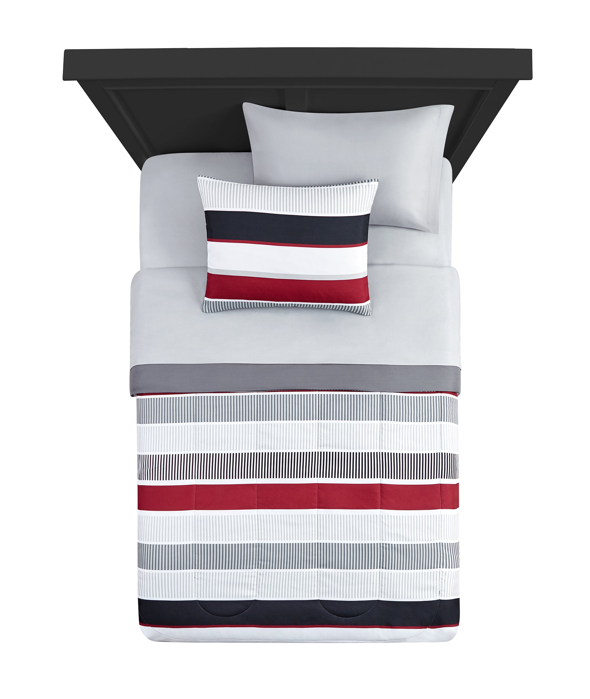 Red and White Stripe 8-Piece Bedding Set, Coordinating Bed in a Bag