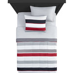 Red and White Stripe 8-Piece Bedding Set, Coordinating Bed in a Bag