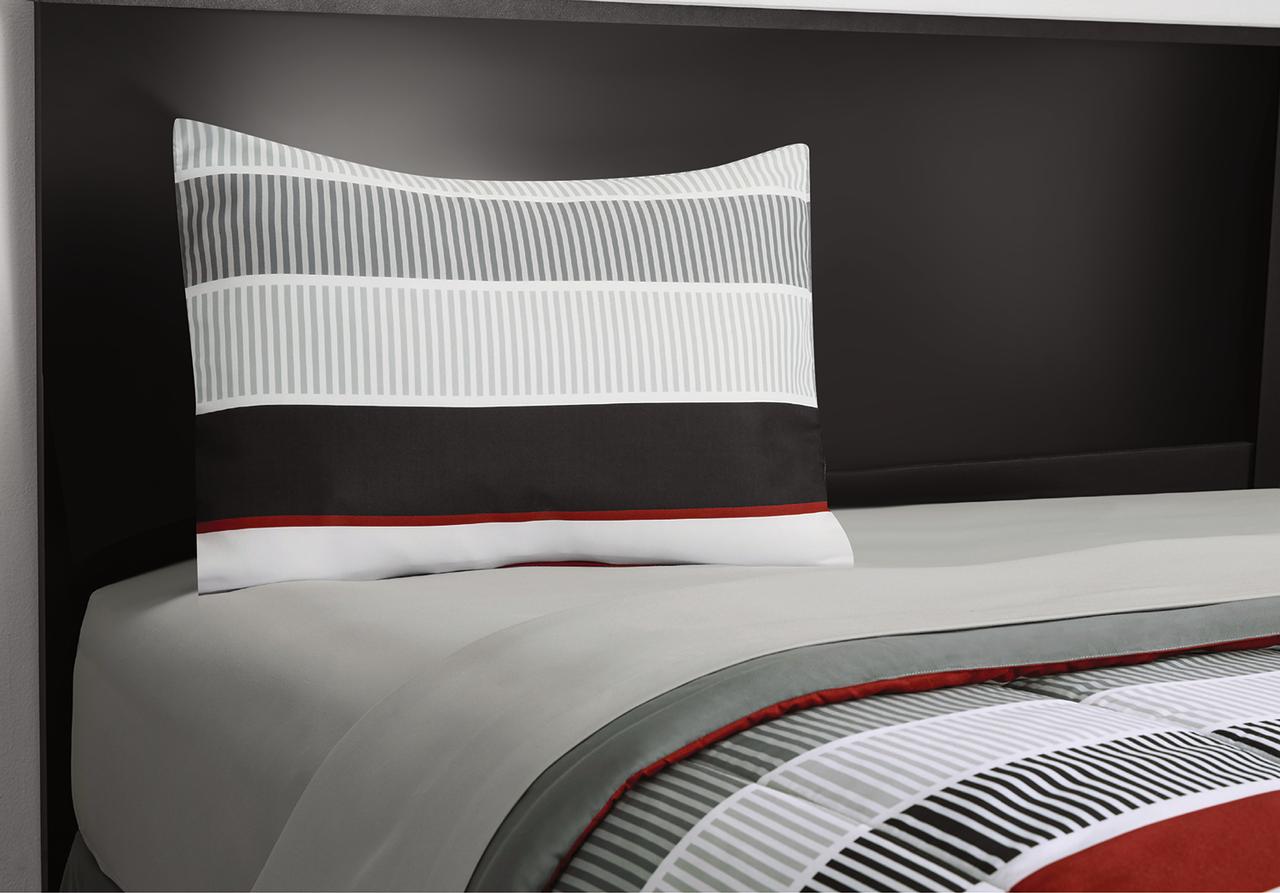 Red and White Stripe 8-Piece Bedding Set, Coordinating Bed in a Bag