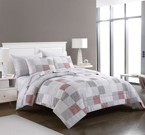 Modern Geo Blocks 7-Piece Bed in a Bag Reversible Bedding Comforter Set