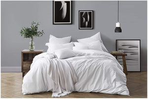 Luxurious All Natural Prewashed Cotton Chambray Duvet Cover Set