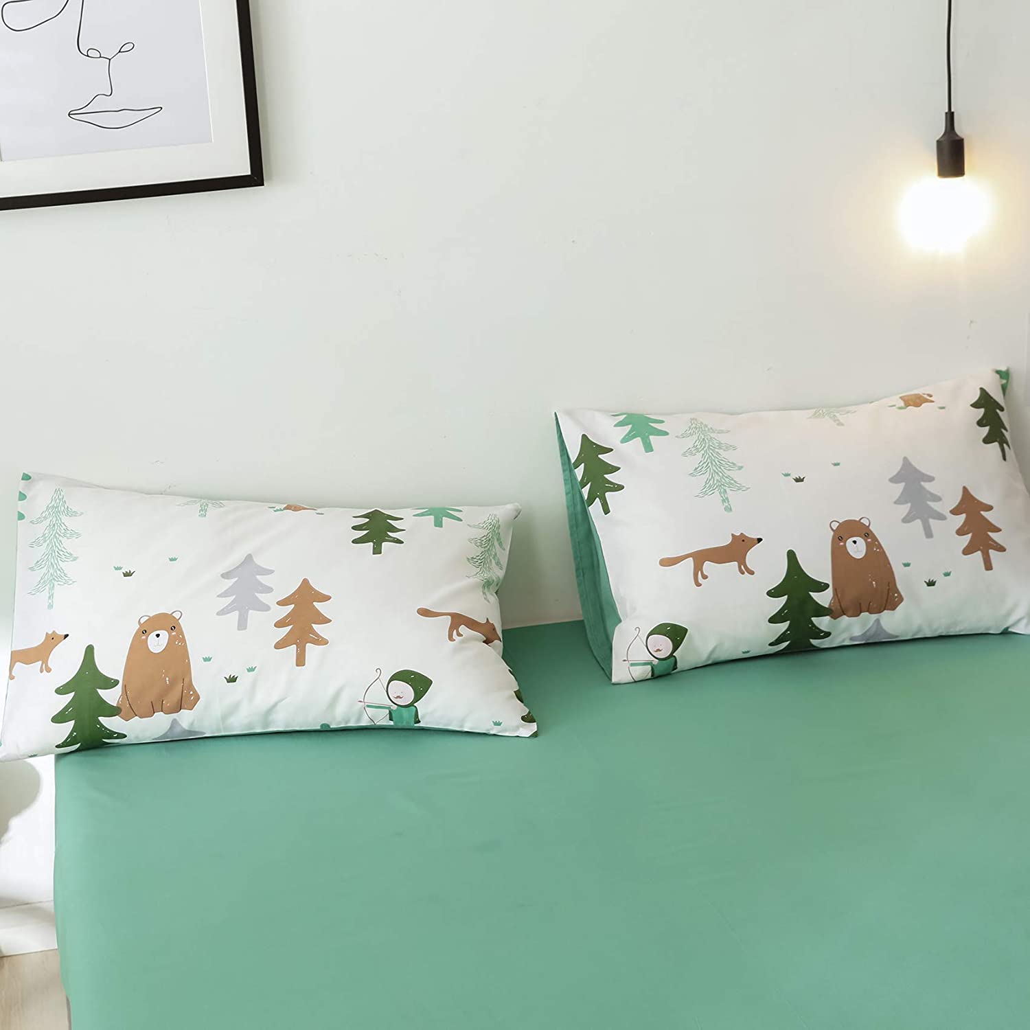 BuLuTu Premium Siberia Forest Theme Boys Duvet Cover 3-Piece Set