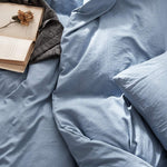 Stylish Ultra Soft Natural Wrinkle Blue Duvet Cover 3-Piece Bedding Set By BuLuTo
