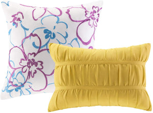 Olivia Vibrant Floral Microfiber Teen Bedding, Girls 5-Piece Comforter Set By Intelligent Design