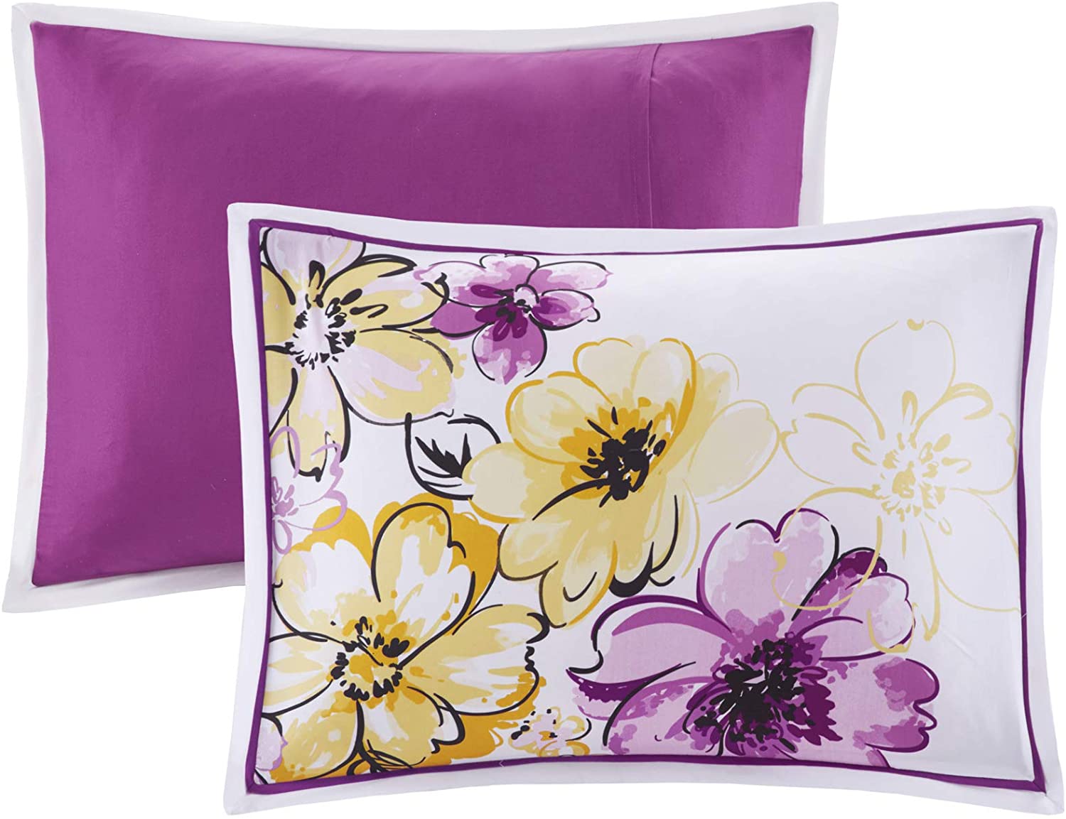 Olivia Vibrant Floral Microfiber Teen Bedding, Girls 5-Piece Comforter Set By Intelligent Design