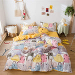 BuLuTu Kids Colorful Cartoon Kitty Cat & Pets Teen Cotton Reversible 3-Piece Bedding Set 