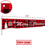 Red Plaid Large Beautiful Merry Christmas Outdoor Banner, Christmas Decor for House or Home