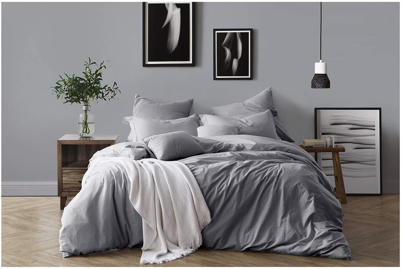 Luxurious All Natural Prewashed Cotton Chambray Duvet Cover Set