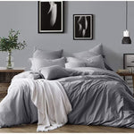 Luxurious All Natural Prewashed Cotton Chambray Duvet Cover Set