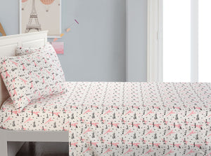 Kids Paris Love Bed-in-a-Bag Bedding Pink Reversible Comforter Set
