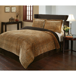 Cheetah Animal Print Bedding Plush Velvet Safari 3-Piece Comforter Set 