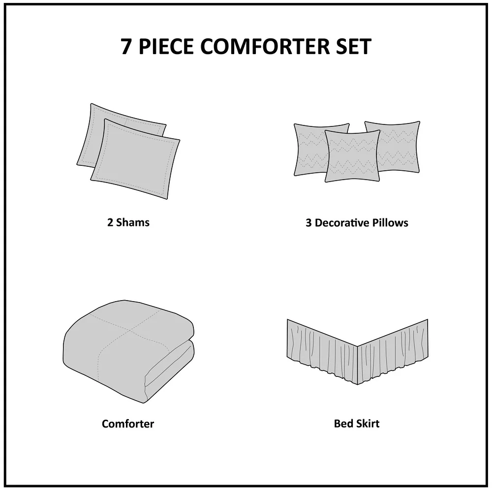 Madison Park Red Blaine Bedding 7-Piece Jacquard Comforter Set
