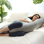 PharMeDoc Velvet Grey Full Body Pregnancy Pillow - U Shaped Body Pillow - Maternity Pillow for Pregnant Women