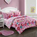 Kids Daisy Floral Bed in a Bag Complete Bedding 7-Piece Girls Pink Comforter Set