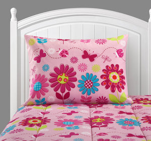 Kids Daisy Floral Bed in a Bag Complete Bedding 7-Piece Girls Pink Comforter Set