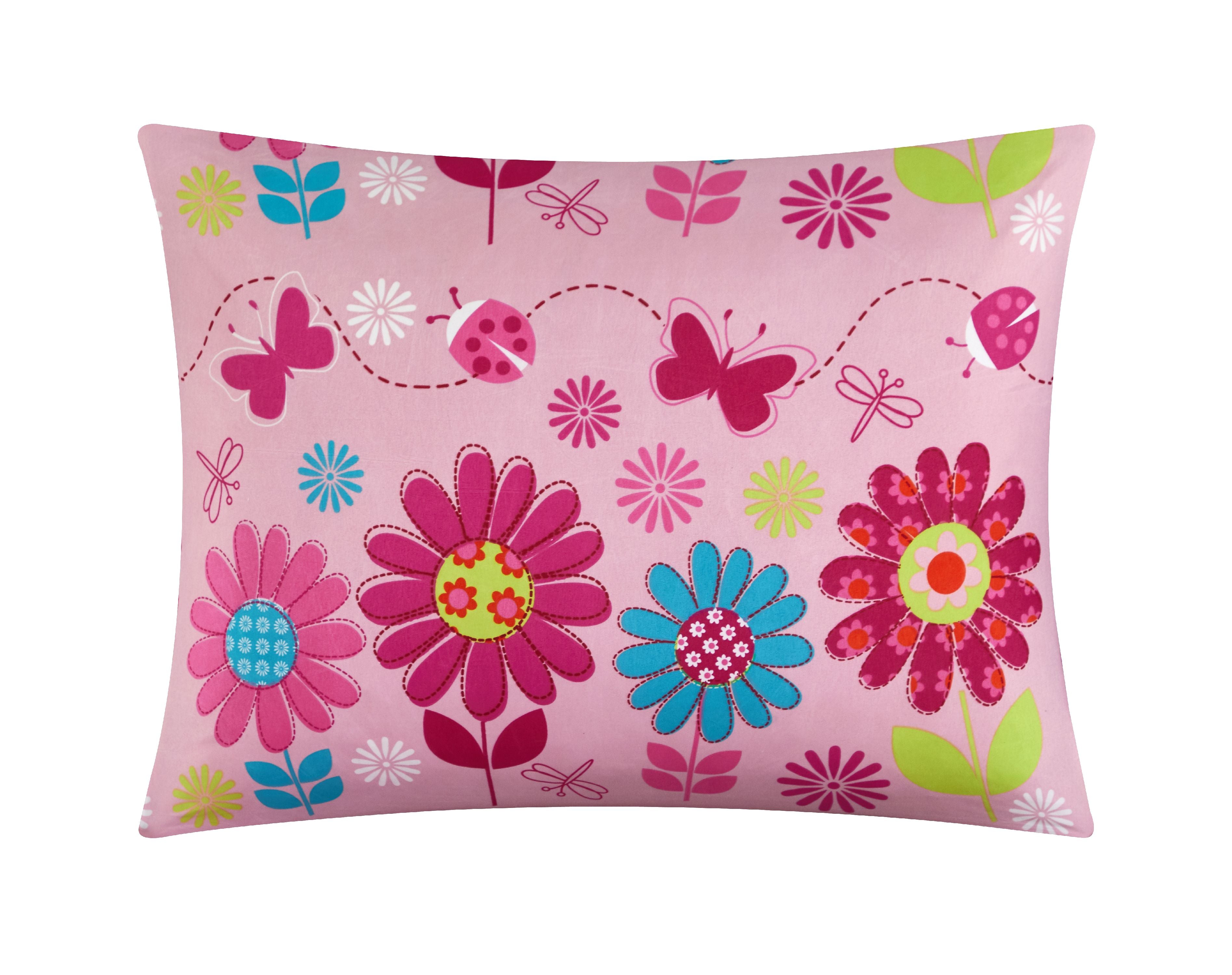Kids Daisy Floral Bed in a Bag Complete Bedding 7-Piece Girls Pink Comforter Set