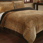 Cheetah Animal Print Bedding Plush Velvet Safari 3-Piece Comforter Set 