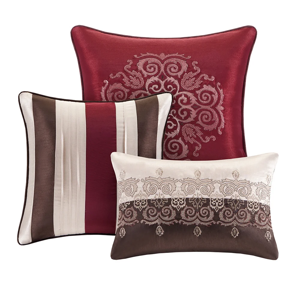 Madison Park Red Blaine Bedding 7-Piece Jacquard Comforter Set