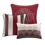 Madison Park Red Blaine Bedding 7-Piece Jacquard Comforter Set