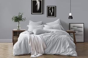 Luxurious All Natural Prewashed Cotton Chambray Duvet Cover Set