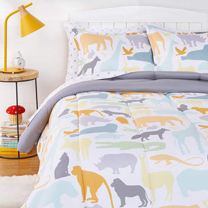Kids Animal Safari Super Soft Microfiber 7-Piece Bedding Set
