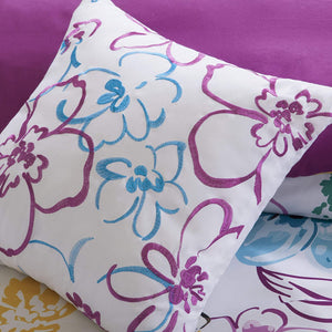Olivia Vibrant Floral Microfiber Teen Bedding, Girls 5-Piece Comforter Set By Intelligent Design