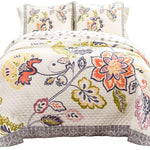 Lush Decor Aster Quilt Coral Flower Pattern 3-Piece Bedding Set, Blanket Bedspread