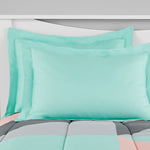 Modern Grey and Teal 8-Piece Bedding Set, Girls Fun Bold Comforter Set