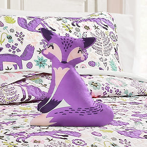Lush Decor Reversible Pixie Fox Kids Quilt 4-Piece Set, Pink & Purple