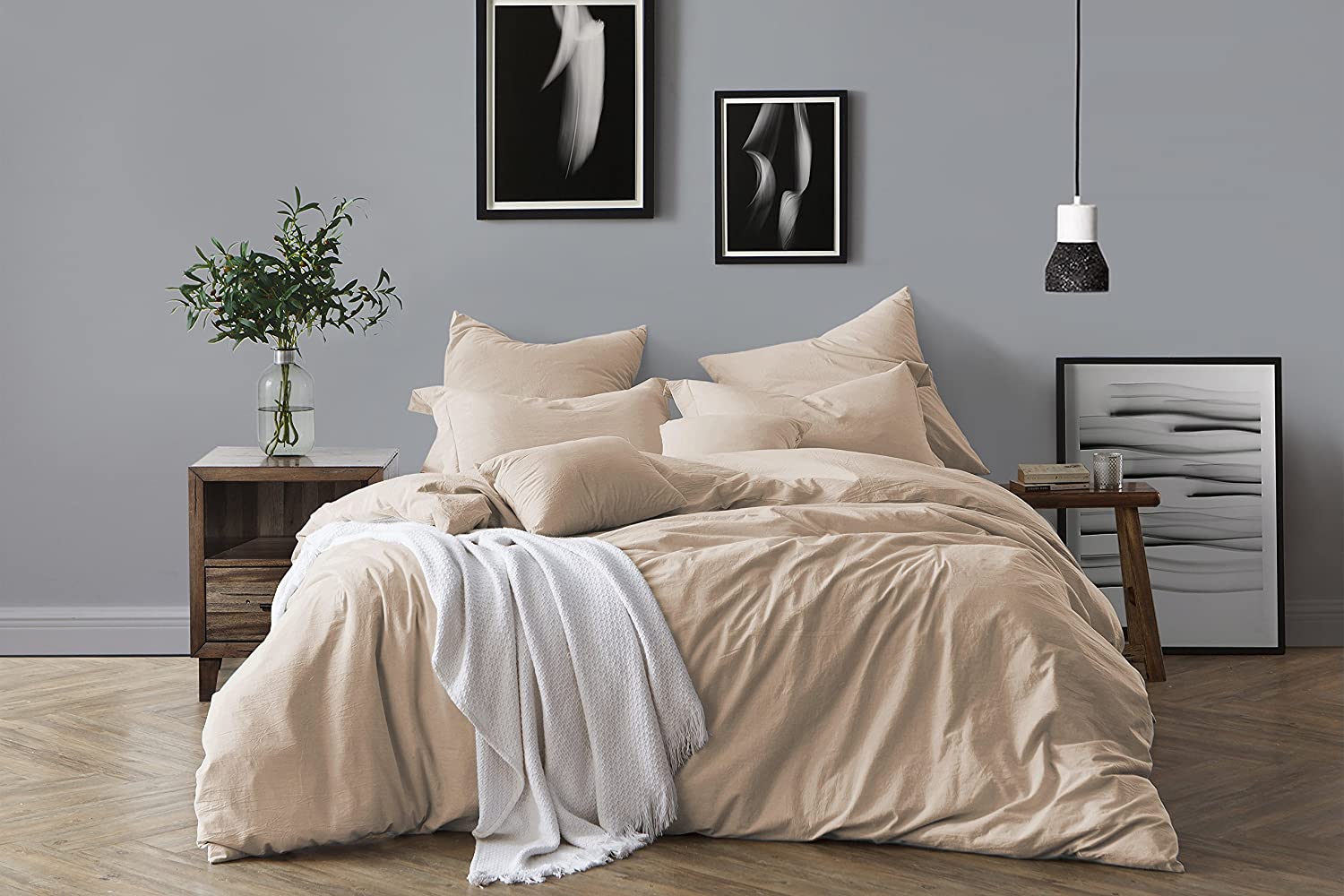 Luxurious All Natural Prewashed Cotton Chambray Duvet Cover Set