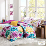 Olivia Vibrant Floral Microfiber Teen Bedding, Girls 5-Piece Comforter Set By Intelligent Design