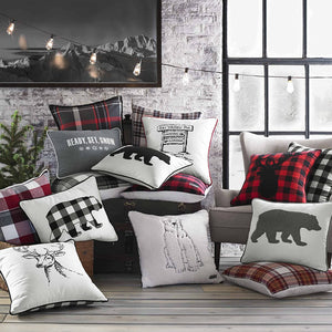 Eddie Bauer Cabin Plaid Stag Head Throw Pillow