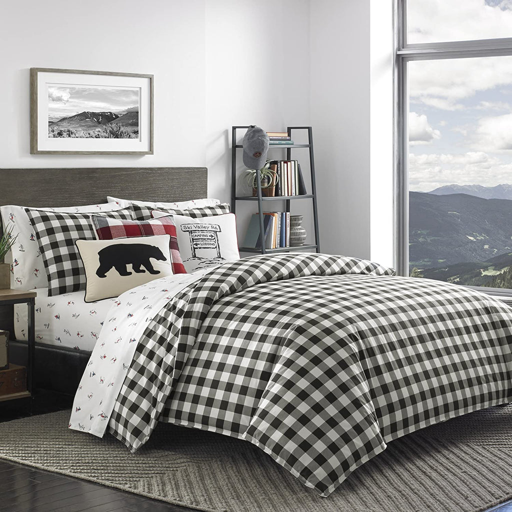 Eddie Bauer Black White Mountain Plaid Comforter Set