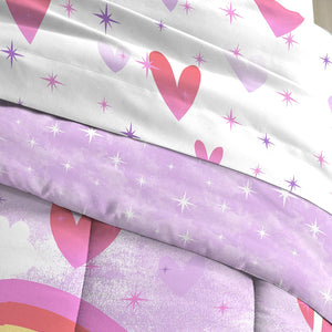 Dream Factory Purple Bedding Unicorn Rainbow 7-Piece Microfiber Bed in a Bag with Sheet Set
