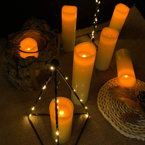 Battery Operated Flameless Candles Set of 9 Real Wax LED Remote Control & Timer