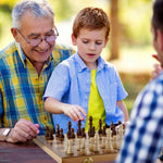 Wooden Chess Set Hand Carved Made 15"×15" Wood Board Crafted Pieces Folding Game