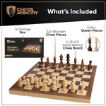 Wooden Chess Set Hand Carved Made 15"×15" Wood Board Crafted Pieces Folding Game