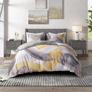 Cosmo Living Andie Grey & Yellow Cotton Duvet Cover Set