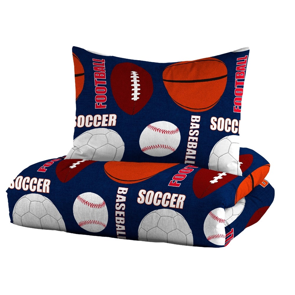 Dream Factory All Sports 7-Piece Bed in a Bag with Sheet Set Navy Blue