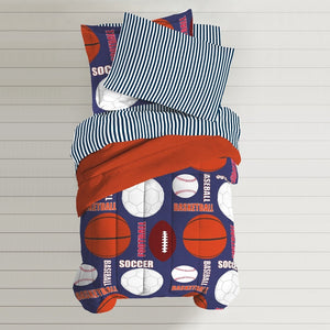 Dream Factory All Sports 7-Piece Bed in a Bag with Sheet Set Navy Blue
