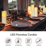 Flameless Pillar Ivory Candles Set of 9 Moving Wick LED with Remote Control & Timer