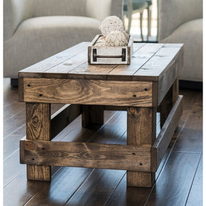 Del Hutson Designs - Rustic Barnwood Coffee Table USA Handmade Reclaimed Wood Natural