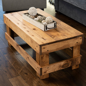 Del Hutson Designs - Rustic Barnwood Coffee Table USA Handmade Reclaimed Wood Natural