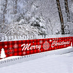 Red Plaid Large Beautiful Merry Christmas Outdoor Banner, Christmas Decor for House or Home