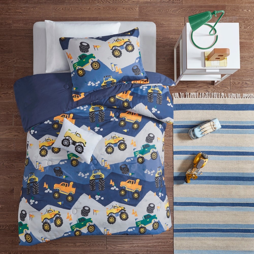 Mi Zone Fun Kids Gavin Monster Truck Comforter Set - Blue